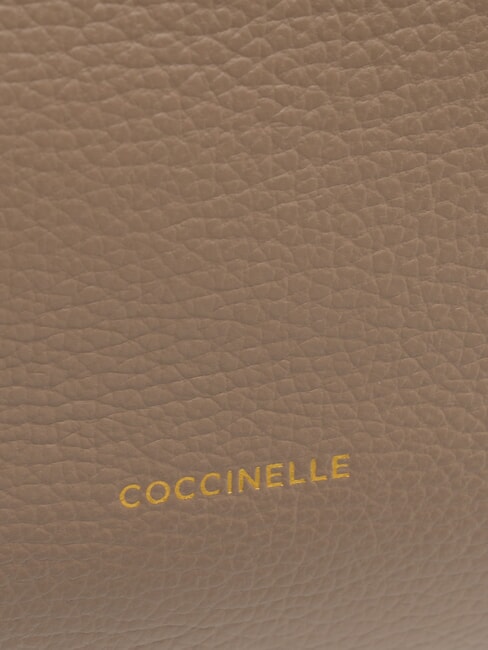 HYLE Geantă mică de umăr din piele plată taupe cald - Genți femei