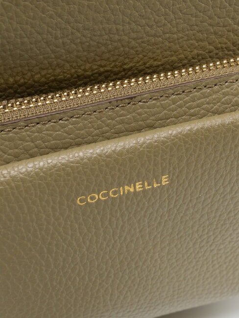 JEN Rucsac rotund din piele cu buzunar verde laur - Genți femei