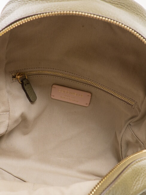 JEN Rucsac rotund din piele cu buzunar verde laur - Genți femei