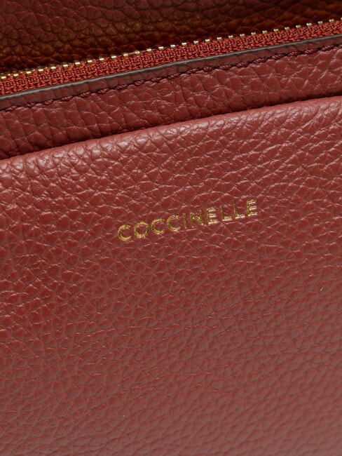 JEN Rucsac rotund din piele cu buzunar coniac - Genți femei