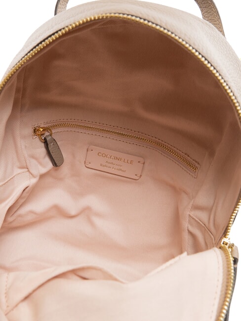 JEN Rucsac rotund din piele cu buzunar taupe cald - Genți femei