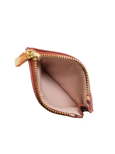 ROUNDED PRINTED Portcard mic din piele cu fermoar coniac - Portofele femei