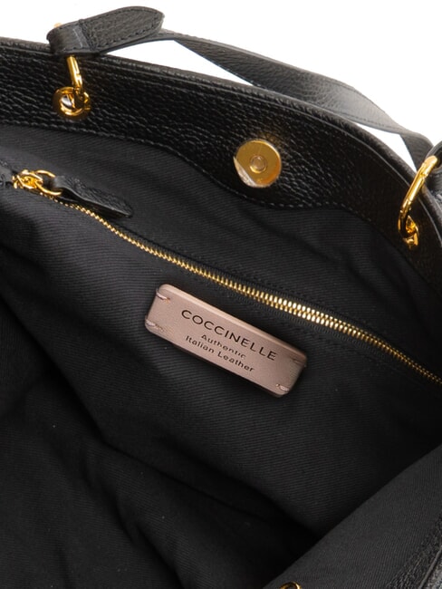 CALLISTO Geantă de cumpărături din piele cu logo în relief negru - Genți femei