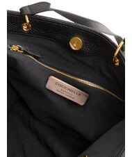 COCCINELLE CALLISTO Geantă de cumpărături din piele cu logo în relief negru - Genți femei - 7