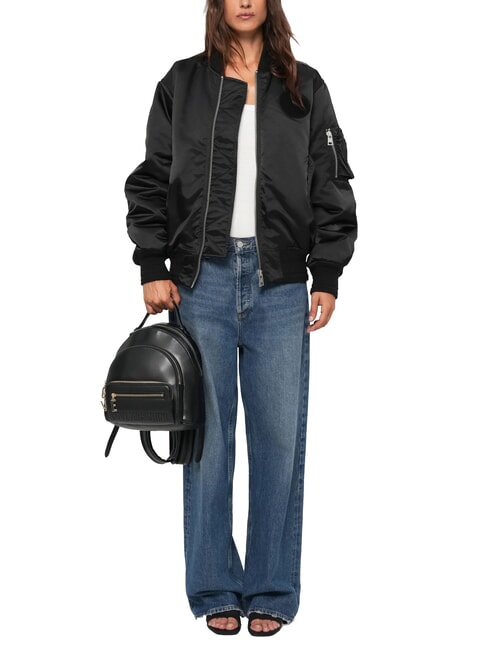 ZIPLINE Rucsac rotund cu buzunar negru - Genți femei