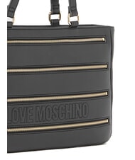 LOVE MOSCHINO ZIPLINE Geantă de cumpărături de umăr negru - Genți femei - 3