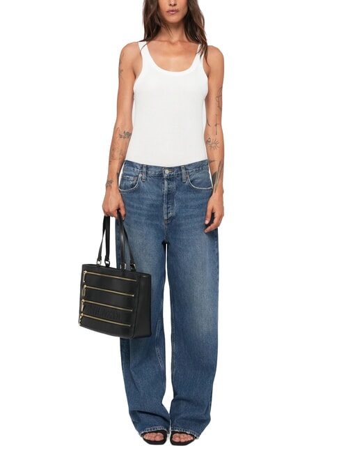 ZIPLINE Geantă de cumpărături de umăr negru - Genți femei