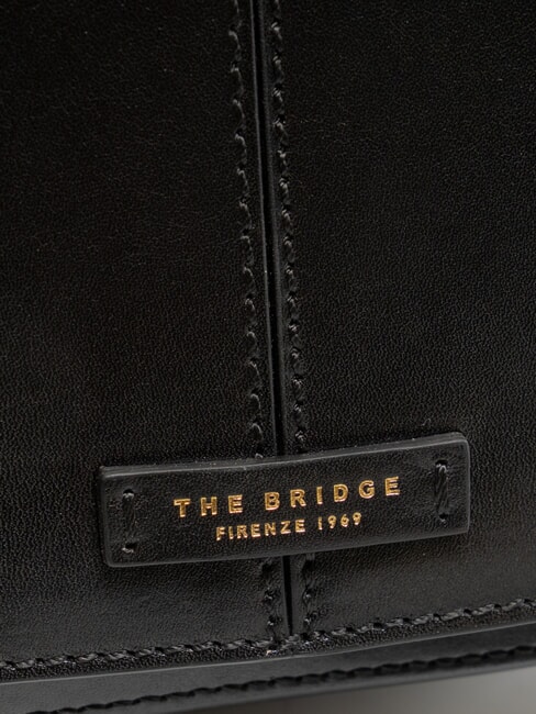 FAENTINA Geantă de umăr mare din piele Negru de aur - Genți femei