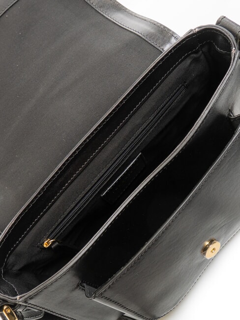 FAENTINA Geantă de umăr mare din piele Negru de aur - Genți femei