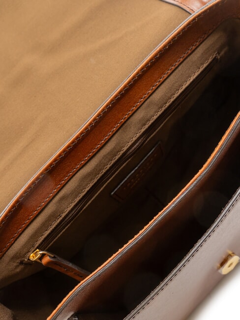 FAENTINA Geantă de umăr mare din piele BROWN - Genți femei