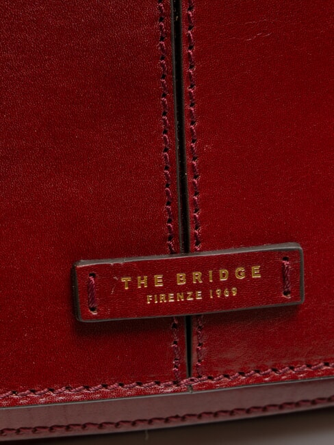 FAENTINA Geantă de umăr mare din piele Chianti / Bordeaux / Aur - Genți femei