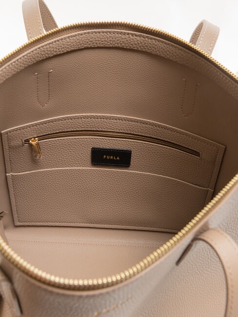 CLASSIC Geantă de cumpărături din piele gri-maro - Genți femei