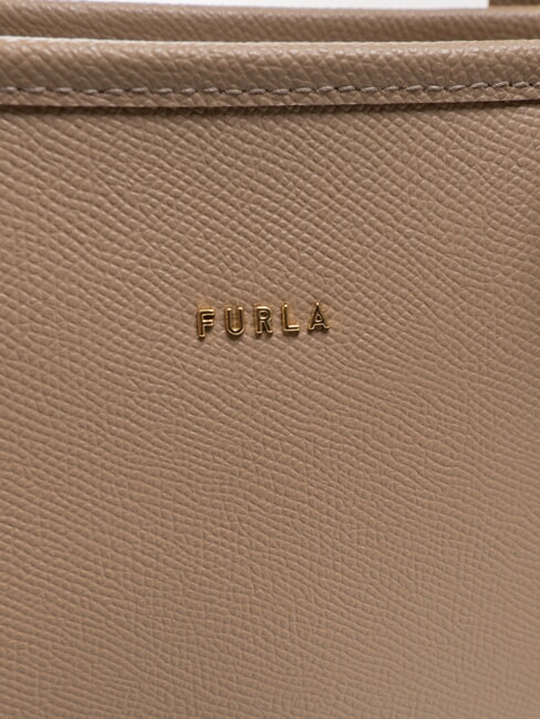 CLASSIC Geantă de mână, geantă de cumpărături din piele gri-maro - Genți femei