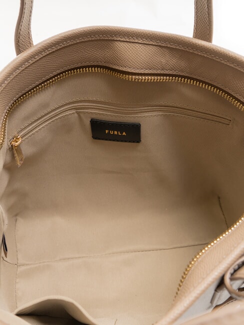 CLASSIC Geantă de mână, geantă de cumpărături din piele gri-maro - Genți femei