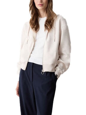 STUNNING Hanorac cu fermoar complet, glugă și pliuri tăm&acirc;ia - Hanorace pentru femei