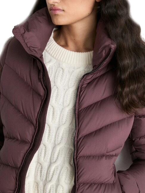 CAPTION Jachetă cu guler &icirc;nalt din puf brunetă - Jachete de puf pentru femei