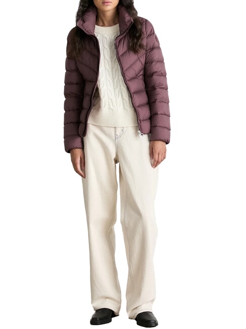 CAPTION Jachetă cu guler &icirc;nalt din puf brunetă - Jachete de puf pentru femei