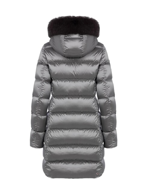 DELUXE Jachetă lungă cu puf și glugă oțel &icirc;nchis-oțel &icirc;ntunecat - Jachete de puf pentru femei