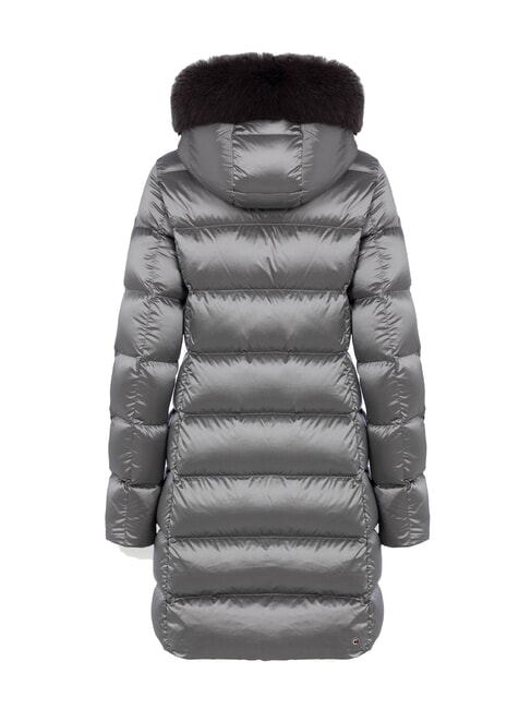 DELUXE Jachetă lungă cu puf, căptușită, cu glugă oțel închis-oțel întunecat - Jachete de puf pentru femei