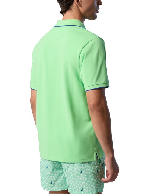 COLLAR STRIPED Tricou polo cu maneca scurta din bumbac verde de vară - maiou Polo