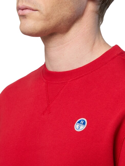 ROUND LOGO Hanorac cu guler rotund din bumbac lavă roșie - hanorace