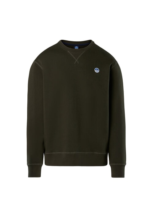 ROUND LOGO Hanorac cu guler rotund din bumbac verde de pădure - hanorace