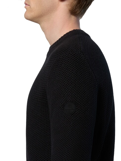 N|S Pulover cu guler rotund și imprimeu tip waffle melange gri închis - Pulovere pentru bărbați