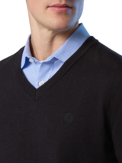 N|S Pulover cu decolteu în V negru - Pulovere pentru bărbați