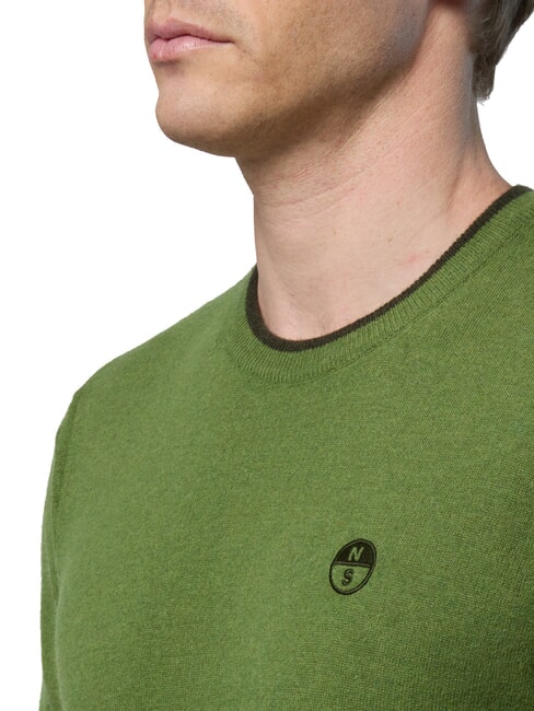 N|S Pulover cu guler rotund salvie - Pulovere pentru bărbați