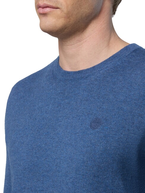 N|S Pulover cu guler rotund denim albastru melanj - Pulovere pentru bărbați