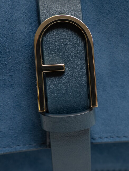 FLOW Geantă mică din piele cu curea de umăr tonuri gri-albastrui - Genți femei