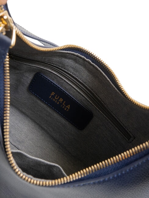 GOCCIA Geanta de umar din piele ciocanita albastru regal - Genți femei