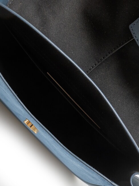 FLOW Geantă medie din piele cu curea de umăr tonuri gri-albastrui - Genți femei