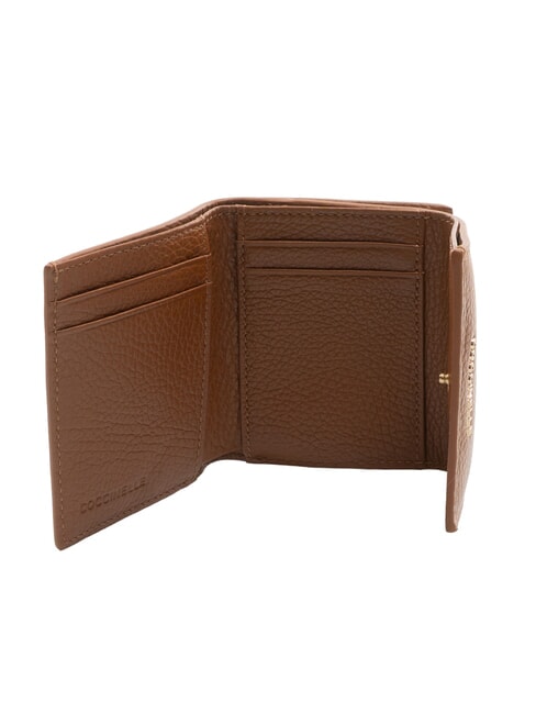 METALLIC SOFT Portofel din piele pietrișată coniac - Portofele femei