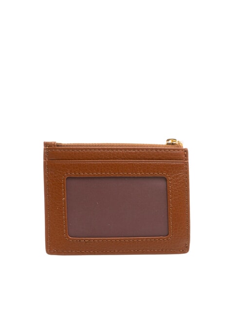 METALLIC SOFT Portofel plat din piele texturata coniac - Portofele femei