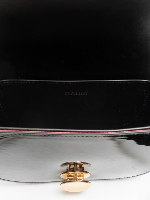 EVELYN LAK Geantă mică de umăr din piele lăcuită BLACK - Genți femei