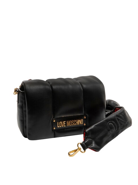 PUFFY LOGO Geantă de umăr cu buzunar cu inimă negru/roșu/negru - Genți femei