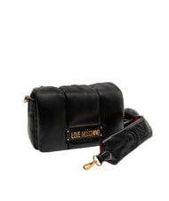 LOVE MOSCHINO PUFFY LOGO Geantă de umăr cu buzunar cu inimă negru/roșu/negru - Genți femei - 2