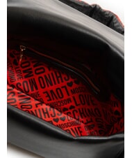 LOVE MOSCHINO PUFFY LOGO Geantă de umăr cu buzunar cu inimă negru/roșu/negru - Genți femei - 5