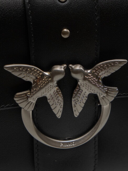 LOVE ONE CLASSIC SLOUCHY Geantă de umăr din piele limuzină neagră - argintiu mat - Genți femei