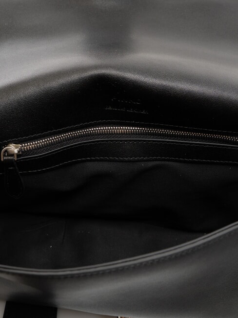 LOVE ONE CLASSIC SLOUCHY Geantă de umăr din piele limuzină neagră - argintiu mat - Genți femei