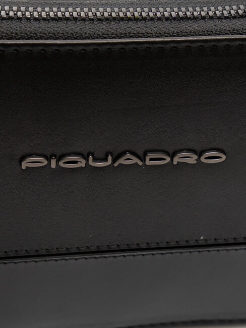 W136 Geantă tip plic bărbătească din piele cu 3 compartimente negru - Husă pentru tabletă și organizator