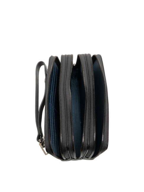 W136 Geantă tip plic bărbătească din piele cu 3 compartimente negru - Husă pentru tabletă și organizator