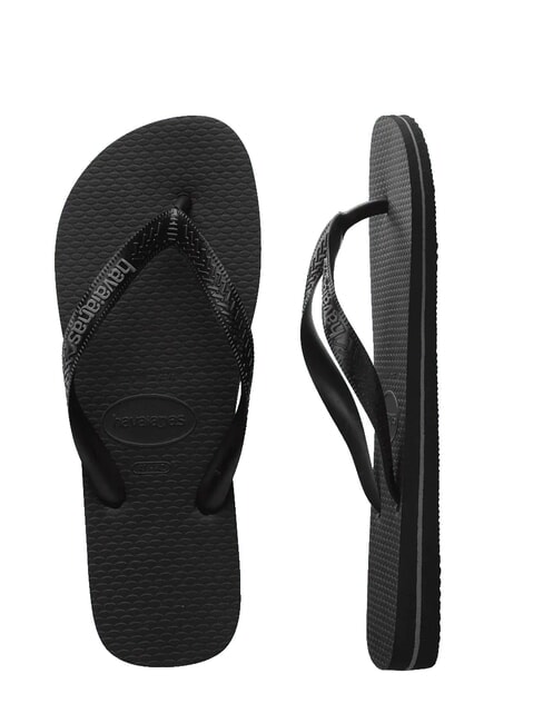TOP RUBBER LOGO FILETE Papuci flip-flop BLACK - Pantofi bărbați