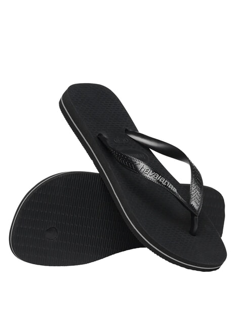 TOP RUBBER LOGO FILETE Papuci flip-flop BLACK - Pantofi bărbați