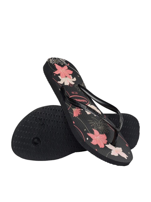SLIM ORGANIC Papuci flip-flop negru/cenușiu închis/rozaliu deschis - Pantofi femei