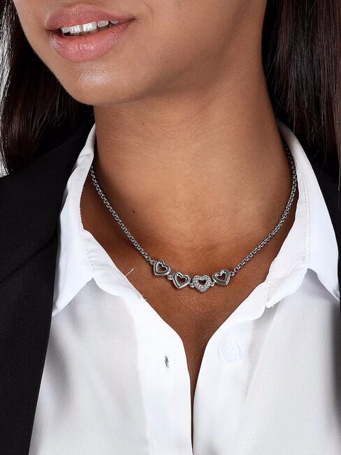 BAGLIORI Colier choker cu 4 inimioare STEEL - Lănțișoare
