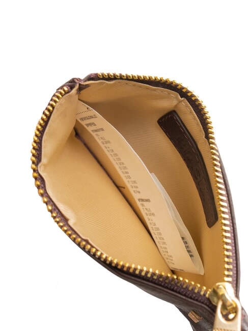 EDA Portcard plat din piele cu fermoar prună uscată - Portofele femei