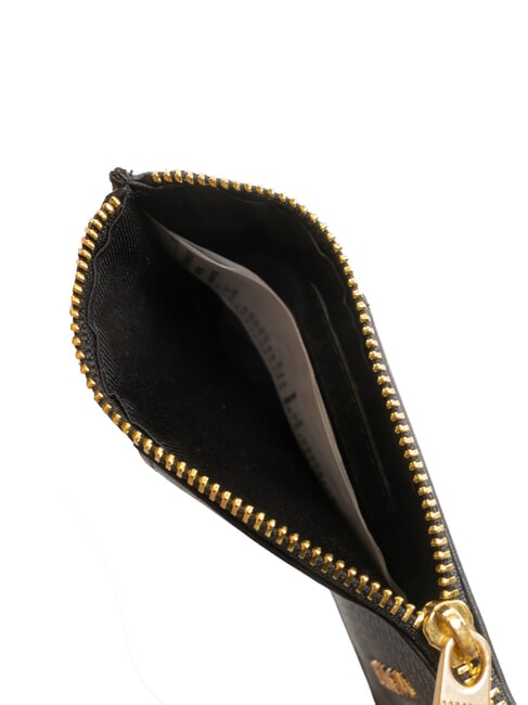 EDA Portcard plat din piele cu fermoar negru - Portofele femei