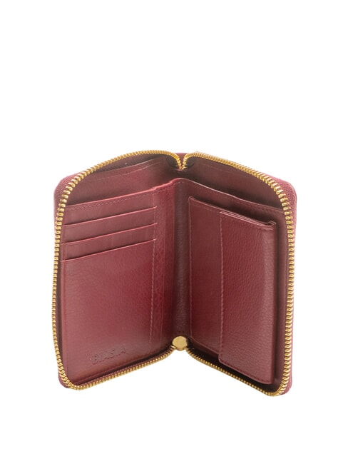 EDA Portofel mediu din piele cu fermoar Burgundia - Portofele femei
